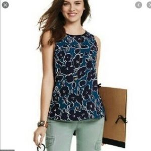CAbi Blue Floral Warhol Sleeveless Blouse Medium